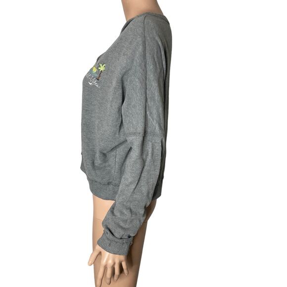Hollister Sweatshirt Womens L Gray Cut Out Embroidered Chill Vibes Palms - Picture 10 of 11